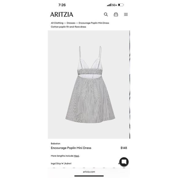 Aritizia Encourage Poplin Mini Dress small NWT - Picture 2 of 7